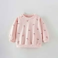 thumbnail image 2 of Little Girls Long Sleeve Crewneck Casual Top Cute Printed Tee Soft Blouse Kids Clothes Pink Size 5-6T, 2 of 8