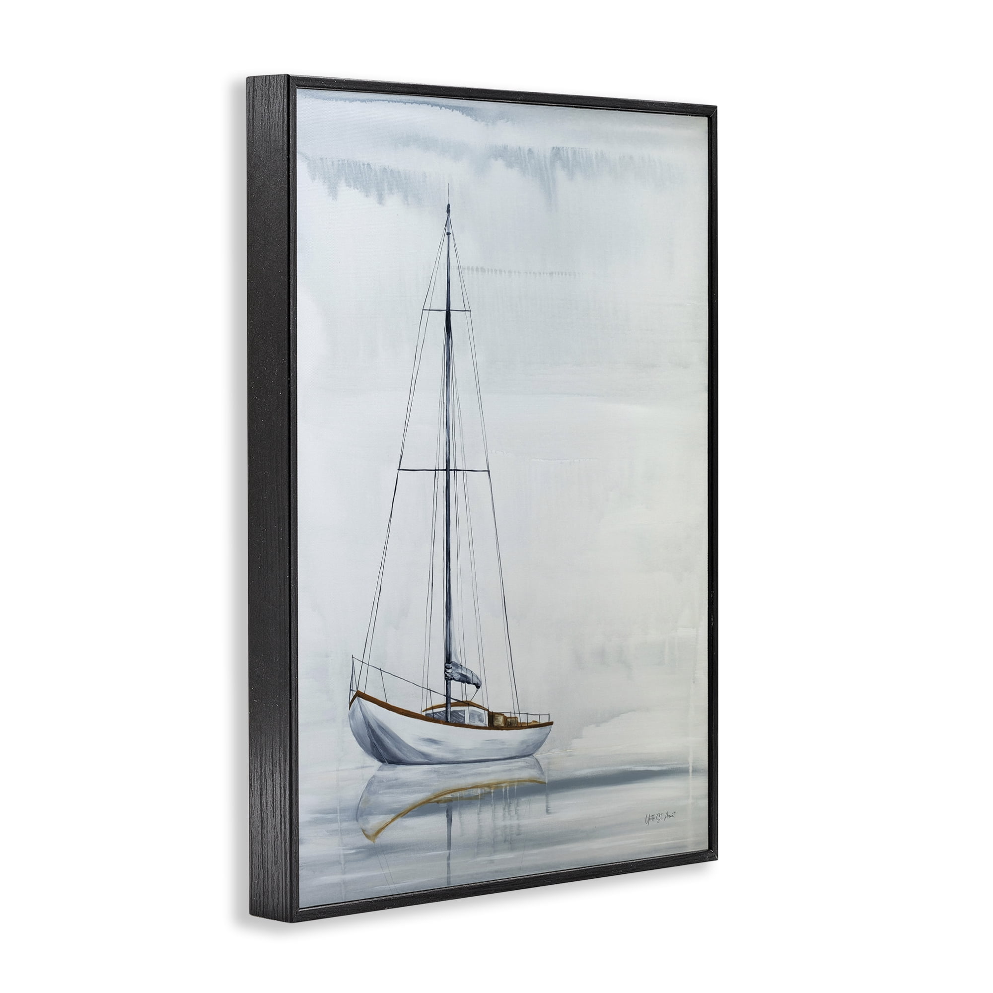 Stupell Industries Sail The Horizon Transportation Painting Black Framed Art Print Wall Art, 12 x 18