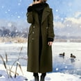 thumbnail image 3 of DAFPZW Women's Winter Double Breasted Wool Coat Business Casual Long Winter Pea Coat Trendy Outwear with Belt, 3 of 6
