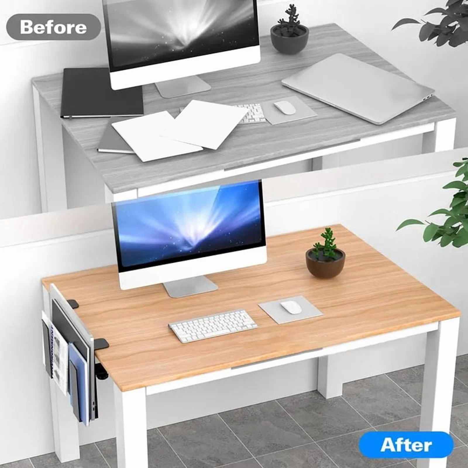 4X Table Sides Laptop Rack Charging Cooling Stand Tray Desk Organizer Storage Holder for Pad Under Desk Management Tray