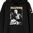 thumbnail image 2 of John Carpenter's Halloween Knife & Jack-o'-Lantern Faces Long Sleeve Black Adult Hooded Sweatshirt-XS, 2 of 7
