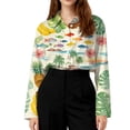 thumbnail image 4 of Hawaiian Shirts for Women Plus Size: Cool Summer Luau Shirt Hawaii Tropical V Neck Button up Tops Gold XL, 4 of 5