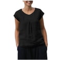 thumbnail image 2 of Tank Tops for Women Plus Size Cotton Linen Cap Sleeve Sleeveless Solid Color Loose Shirt T-shirt Black XL, 2 of 6