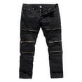 thumbnail image 1 of Men Ripped Biker Jeans Destroyed Frayed Pants Denim Pencil Trousers, 1 of 6