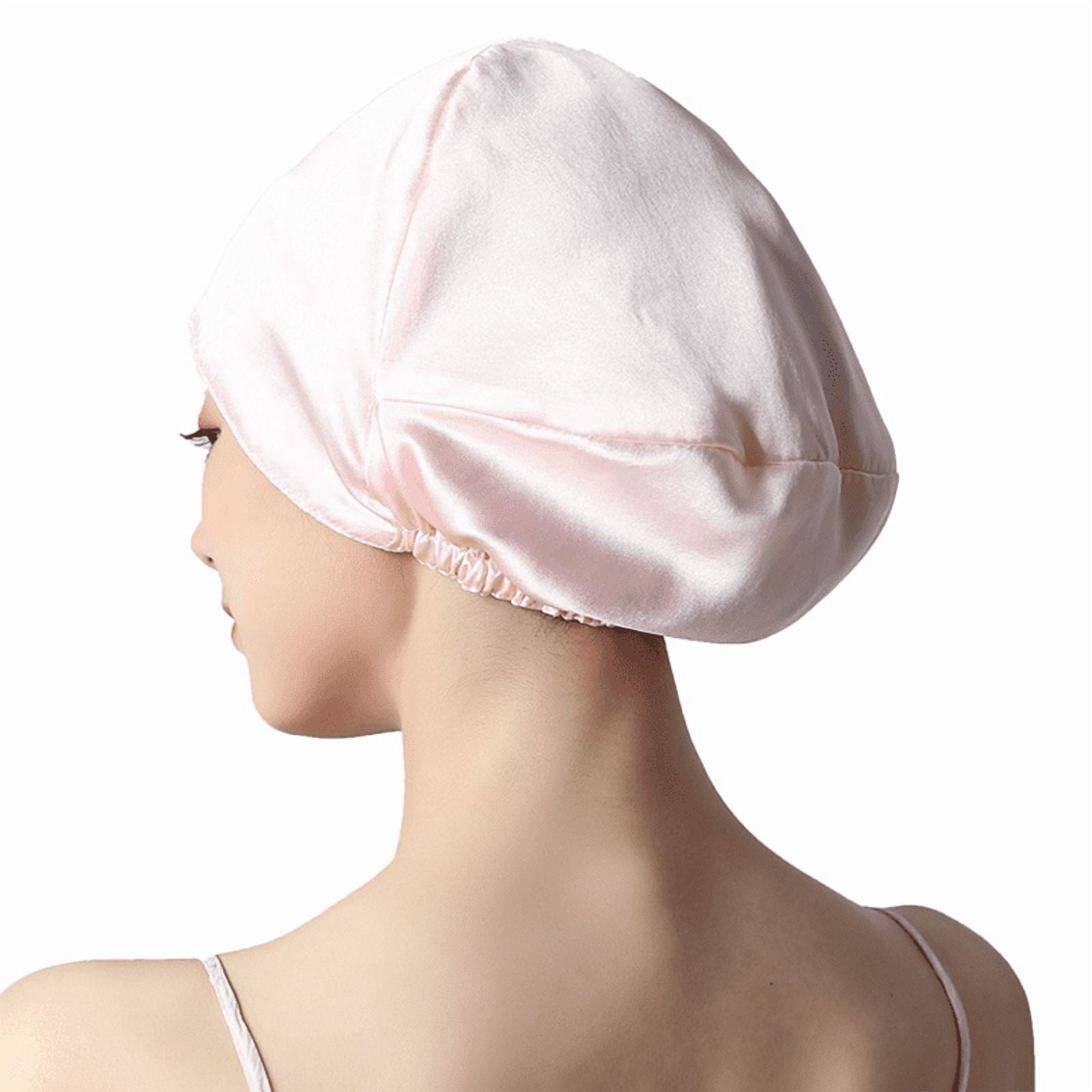 16MM 100% Real Silk Turban Bonnets,Female Double Layered Solid Sleeping Night Wrap Cap,For Curly Ladies