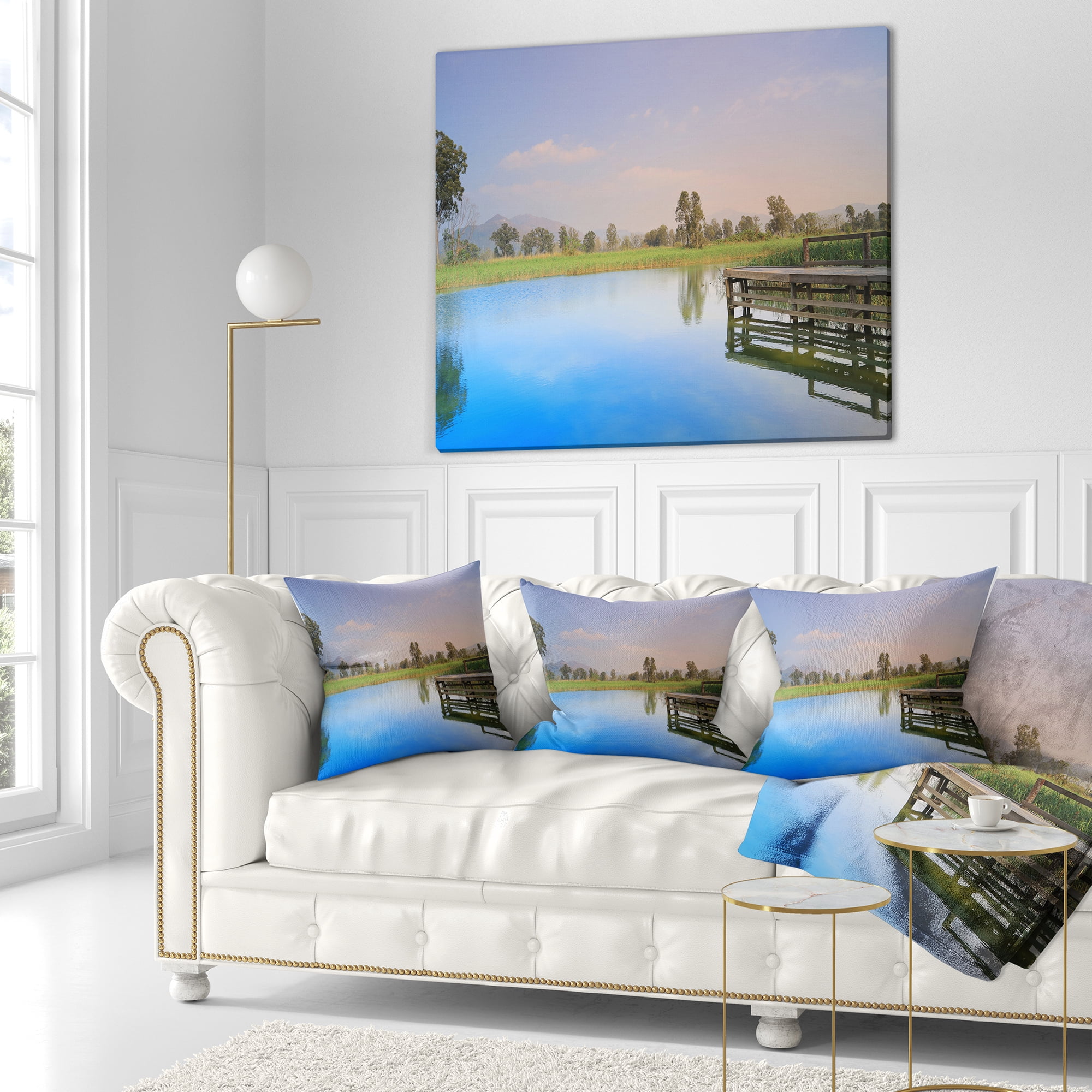 Designart Wetland of Nam Sang Wai Blue - Seascape Throw Pillow - 18x18