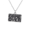 Lux Accessories Silver Tone Game Over Gamer Girl Video Games Pendant Necklace