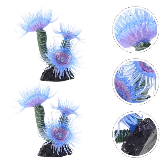 YOSADIER 2Pcs Blue Resin Coral Sculpture Aquarium Decor for Enhancing Fish Tank Visual Appeal