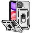 thumbnail image 1 of iPhone 16 Plus Kickstand Armor Case with Slide Camera Lens Protection Cover Built-in 360° Rotate Ring Holder Stand Magnetic Military Shockproof Phone Cover Case for iPhone 16 Plus,
Silver, 1 of 8