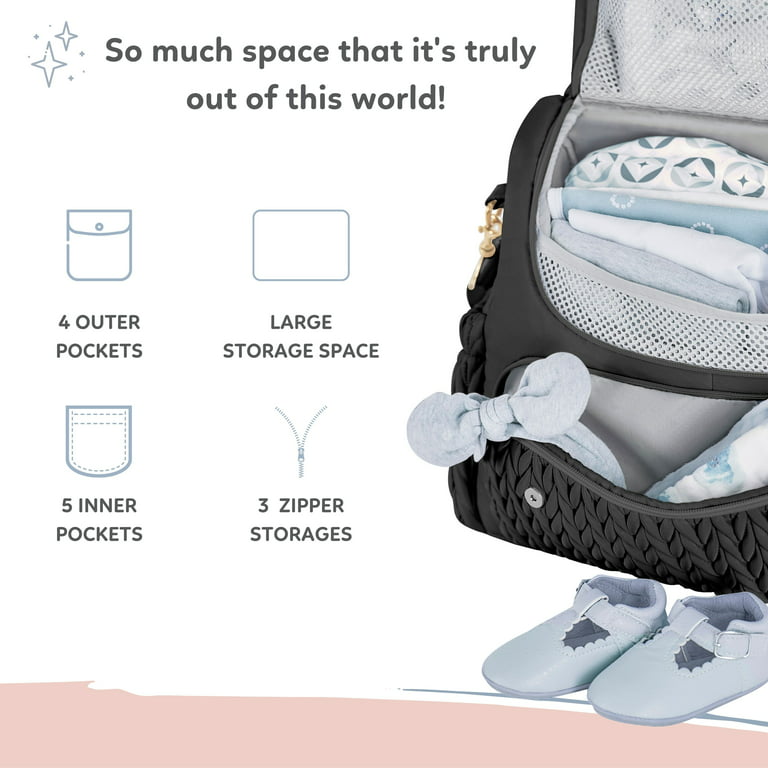 Black Canvas Zipper Messenger Bag Water Resistant Baby Diaper 