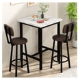thumbnail image 3 of Pub Table and Chairs Set of 2, 24" Dining Table Set with 2 PU Leather Upholstered Stools, 3-Piece Square Small Space Kitchen Table Pub Table Set for Apartment Dining Room, Living Room, White, 3 of 3