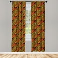 thumbnail image 3 of Ambesonne Paisley Curtains, Art Deco Oriental Flowers, Pair of 28"x95", Reseda Green Orange, 3 of 5