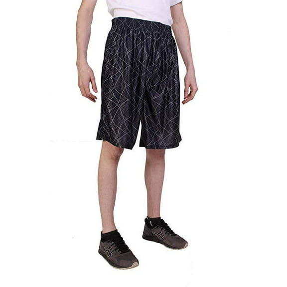 North 15 Men's Mesh Basketball Shorts with Side Pockets-3320-Black-Charcoal-M