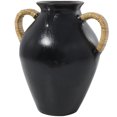thumbnail image 5 of DecMode 19" Jug Inspired Black Ceramic Vase with Rattan Wrapped Handles, 5 of 7