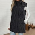 thumbnail image 2 of Breezora Women's Diamond Quilted Puffer Vest Long Sleeve Hooded Button Down Coat With Pockets Outdoor Winter Wear L Size Black, 2 of 4