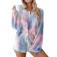 thumbnail image 3 of Binpure Women Female Ladies Home Wear Soft Long Sleeve Top Shorts Leopard Print Pajamas Set Sleepwear Nightwear 2PCS Outfit, 3 of 5