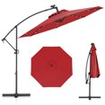 thumbnail image 1 of Gymax 10Ft Offset Hanging Umbrella Patio Outdoor w/ 32 Solar LED Lights Burgundy, 1 of 10