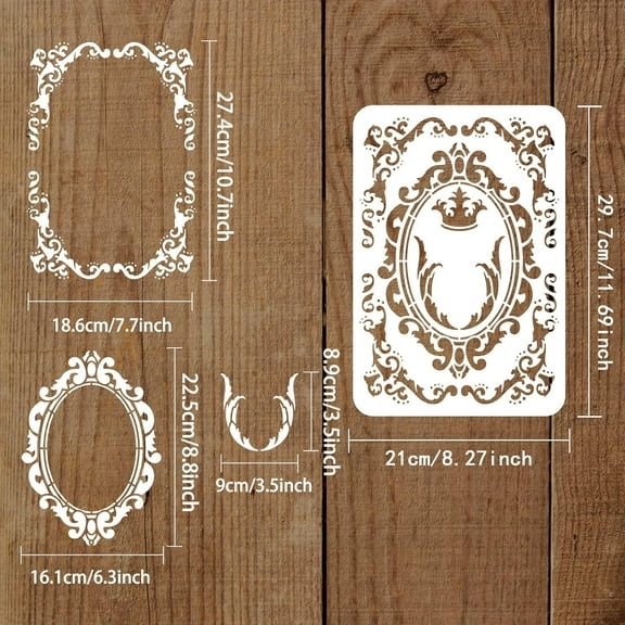 WEBEEDY Large Plastic Reusable Drawing Painting Stencils Templates for Painting on Scrapbook Fabric Tiles Floor Furniture Wood Rectangle Floral Pattern 297x210mm