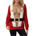 thumbnail image 2 of Qiopertar Mode Femmes Imprimé Col Rond Pull Tops Manches Longues Blouse Confortable Chandail en Molleton Offres de la Semaine Liquidation Moins de 5$ jusqu'à 90 % de Réduction, 2 of 3