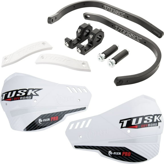 Tusk D-Flex Pro Adventure Handguards Black Bar/White Plastics 1 1/8" Bars
