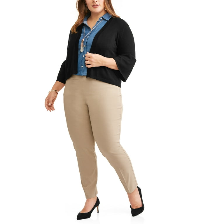 Masikini  Terra & Sky Plus Size 4x 28W-30W Pull On Slim Stretch Straight  Leg Dress Pants