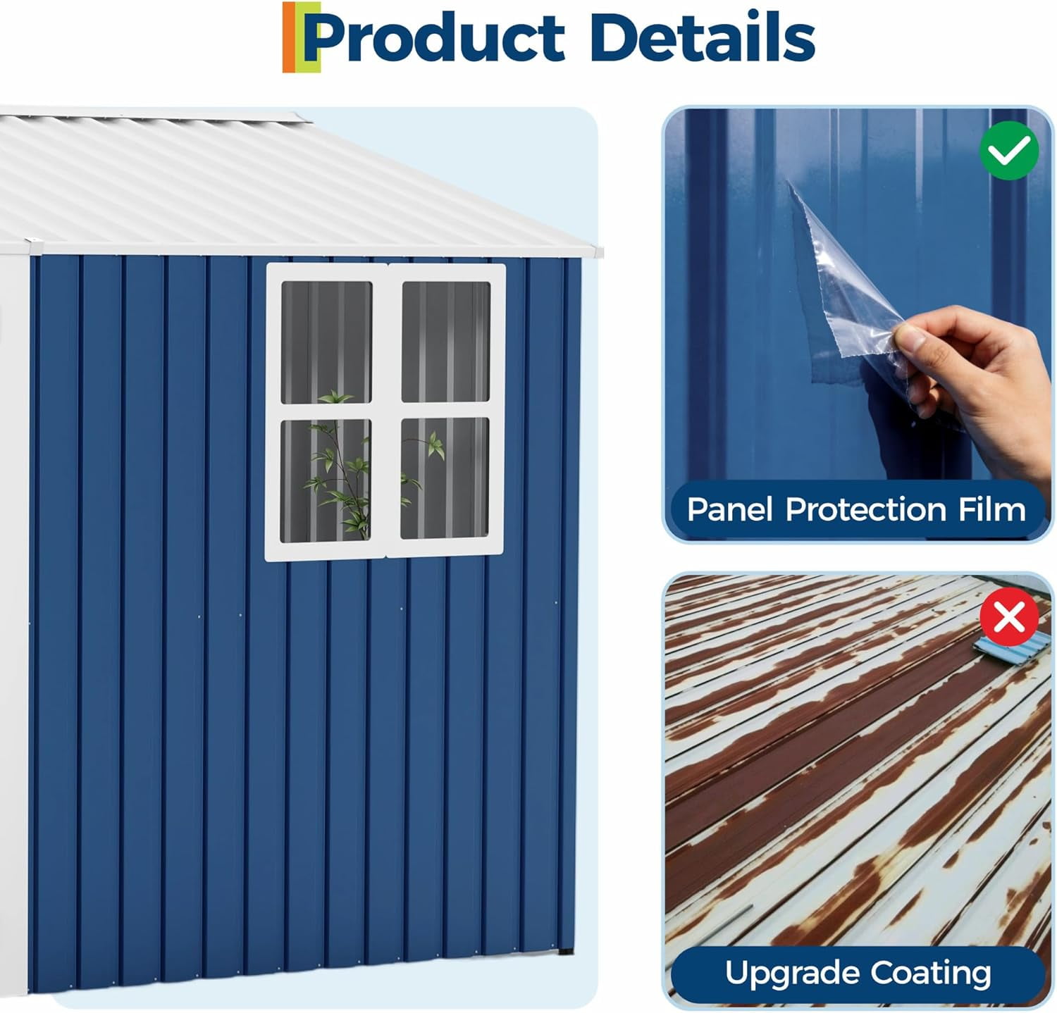 10X8 FT Storage Shed,Outdoor Storage Shed with Windows & Double Doors,Outdoor Tool Shed with 450 Cu Ft Space,Metal Sheds Outdoor Storage for Garden, Backyard, Patio and Backyard