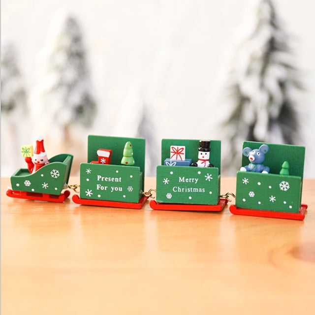 Madera Para Tren De Navidad, Decoración Navideña Para El Hogar, Juguetes De Papá Noel, Ventana, Accesorios Para Pasteles, Decoración Monstrate HA043515-03