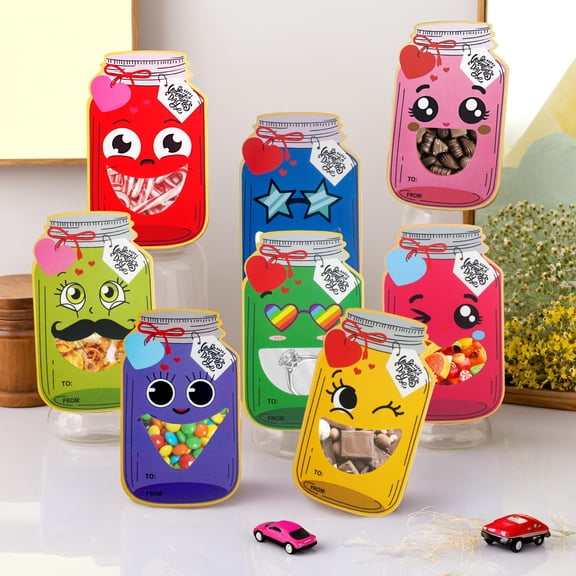 Valentines Day Decorations Candy Bags with Cards Message in a Bottle Gift Set Party BagsBags for Classroom Exchange Valentine Day Gifts Candy Packaging Bags A