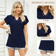 thumbnail image 2 of TEMOFON Womens Summer Tops Casual V Neck Tee Shirts Petal Sleeve Fashion Loose Blouses for Women Clothes Short Sleeve Shirts Dressy Tunic Tops, 2 of 7