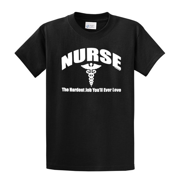 Nurse T-shirt Nursing the Hardest Job You Will Ever Love RN LPN CNA Hospital Tee Unisex Shirt-Black-5xl
