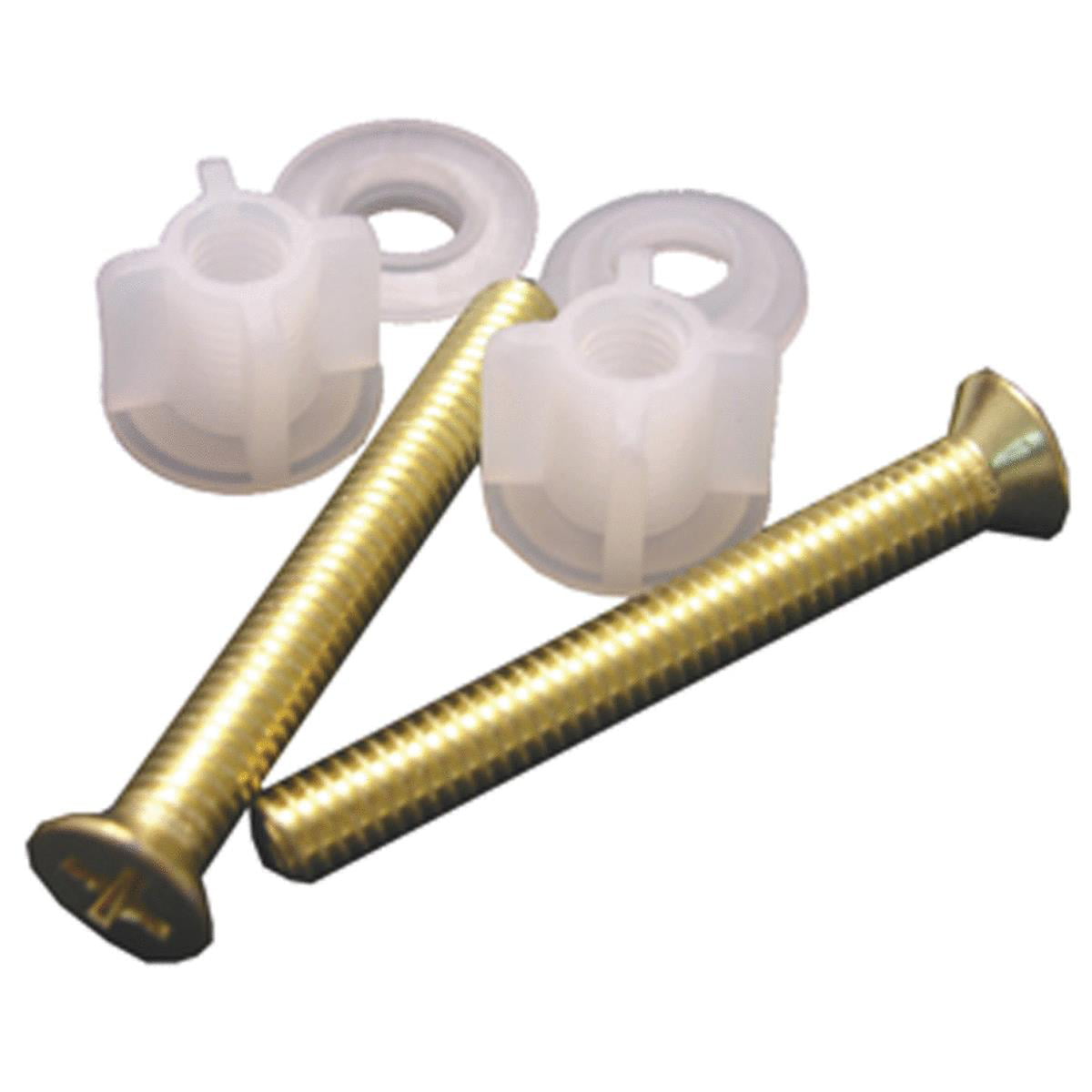 LASCO 04-3647 Solid Brass Snap Off 1//4-Inch by 2-1//4-Inch with Nuts and Washers Toilet Bolts