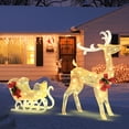 thumbnail image 2 of Patiojoy Lighted Christmas Reindeer & Sleigh Pre-lit Holiday Outdoor Decoration w/100 Warm Lights 8 Ground Stakes 30 Cable Ties Light-up Santa Sleigh & Reindeer, 2 of 10