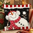 thumbnail image 2 of Christmas Black Pillow Covers 18x18in Xmas Snowman Snowflake Decorative Square Pillow Cases Winter Holiday Home Decor for Sofa Couch, 2 of 6