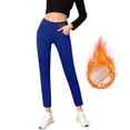 thumbnail image 2 of Fleece-Lined Leggings for Women Tummy Control Warm Winter Tights Stretchy Sherpa Insulated Thermal Leggings with Pockets Royal Blue L, 2 of 7