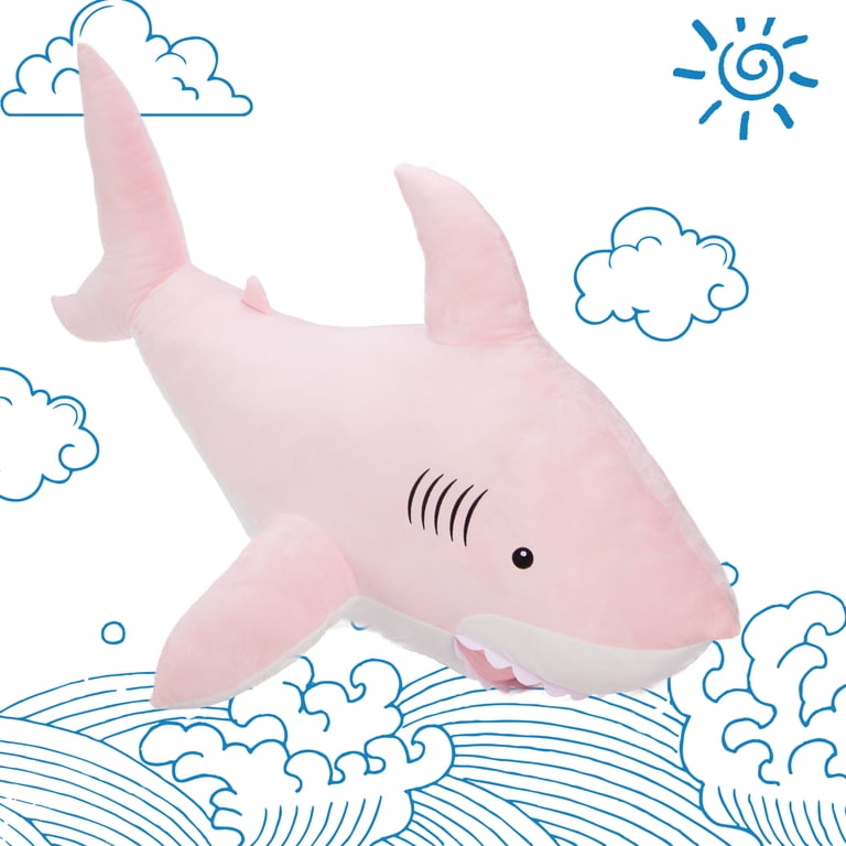 Hoewpi Cute Shark Plh Toys Pillow - 16'' Plh Shark Mommy With 3 Babies, 4PCS Soft Stuffed Animal Shark Plhie Doll Pillow For Kids Sea Animal Fans Valentines Birthday Gift Decor