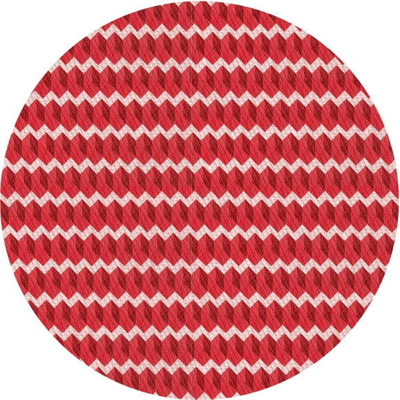 Ahgly Company Machine Washable Indoor Round Transitional Pastel Red Pink Area Rugs, 4' Round