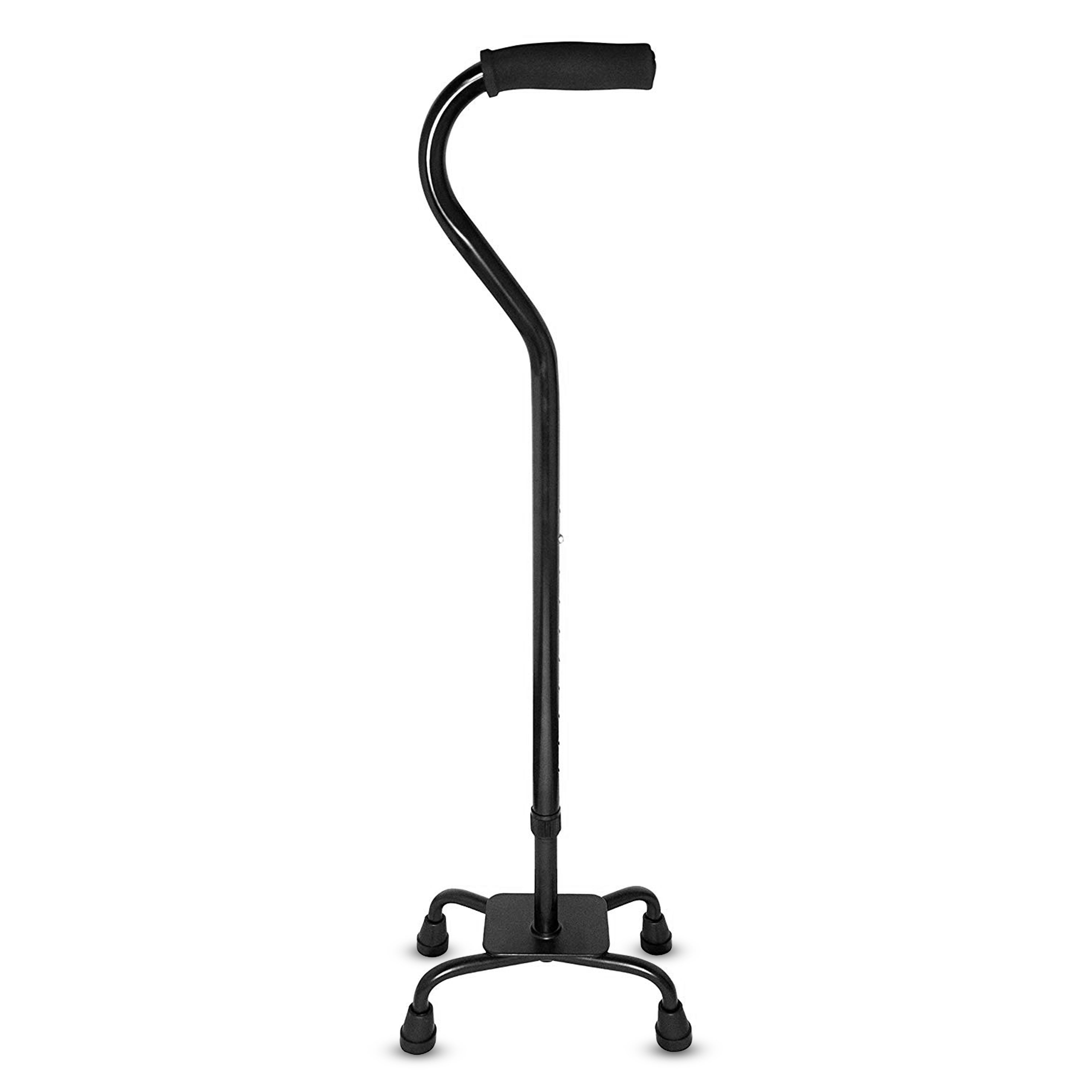 RMS Quad Cane Adjustable Walking Cane with 4Pronged Base for Extra