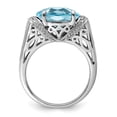 thumbnail image 2 of Auriga Fine Jewelry 925 Sterling Silver Rhodium Checker-Cut Sky Blue Topaz and Diamond Ring for Women Size 7, 2 of 6