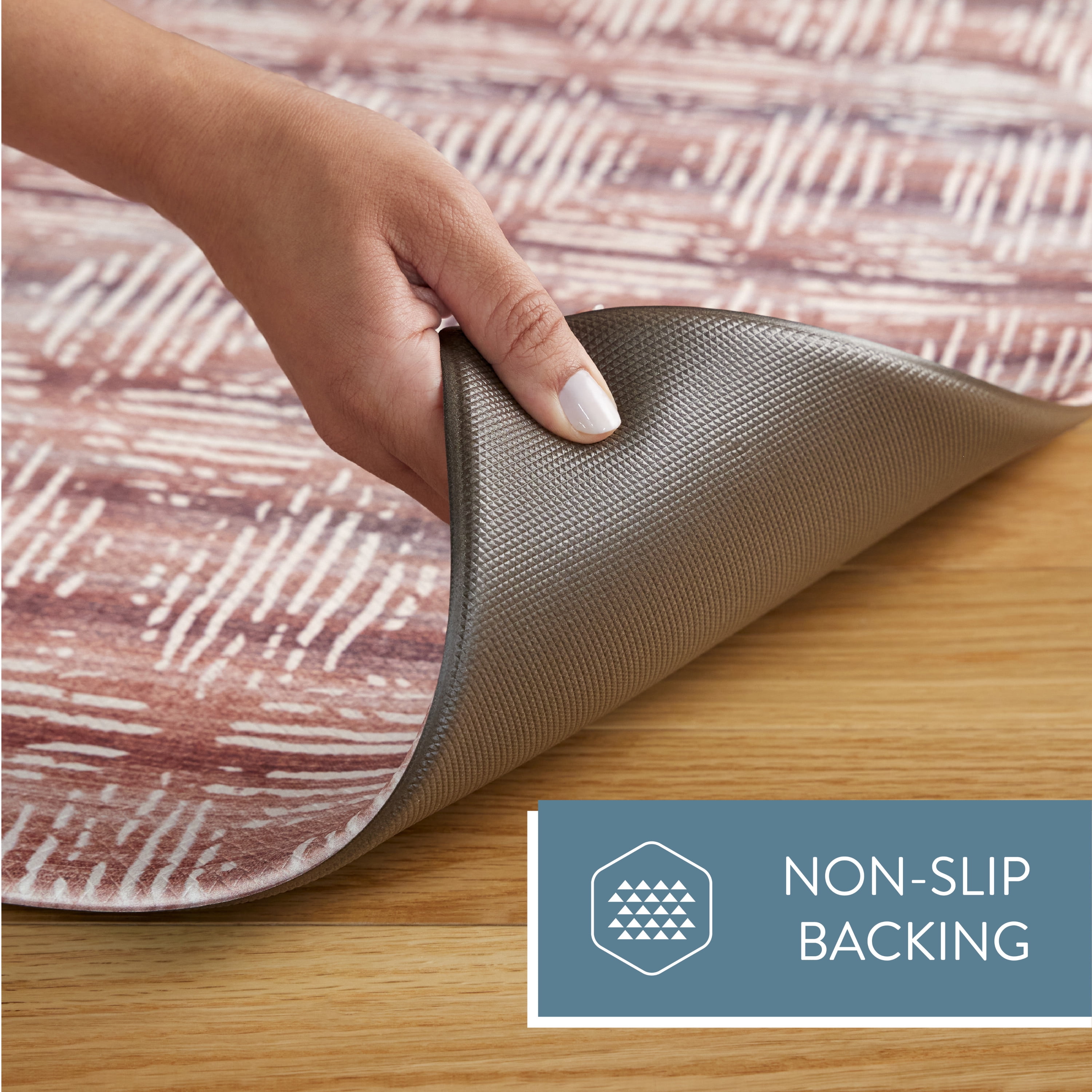 TOWN & COUNTRY BASICS Comfort Plus Boho Geo Anti Fatigue Comfort Mat, Kitchen Mat, Standing Desk Mat, Dorm Room Rug, Non-Slip Backing, Maroon, 18"x39"