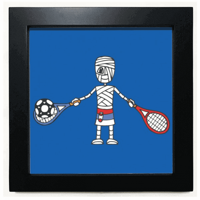 serbian tennis racket soccer cartoon Black Square Frame Picture Wall Tabletop