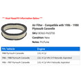 thumbnail image 2 of Air Filter - Compatible with 1986 - 1988 Plymouth Caravelle 1987, 2 of 2