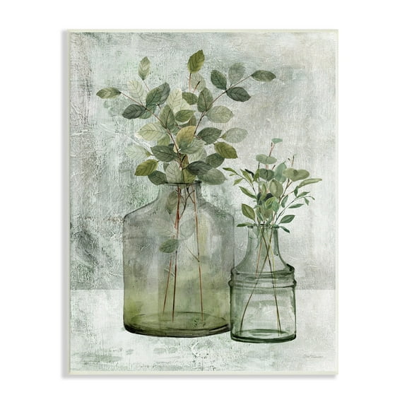 Stupell Industries Plant Botanical Bunches Country Vase Potted Plant Painting, 13 x 19, Design by Carol Robinson