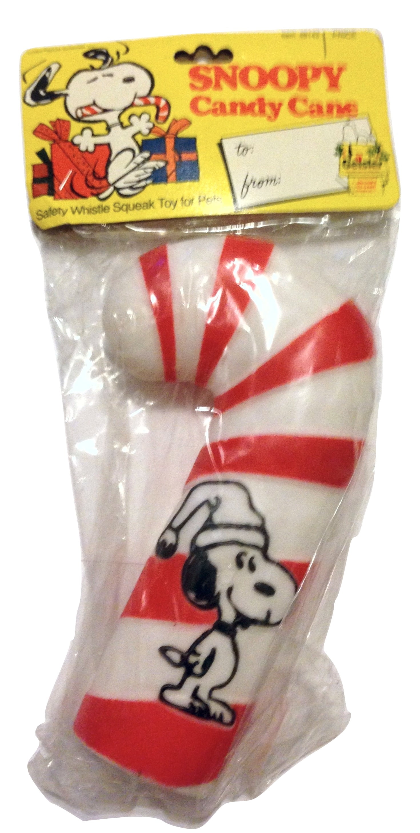 Snoopy Candy Cane Dog Toy Peanuts Christmas Vintage Collectable Squeak