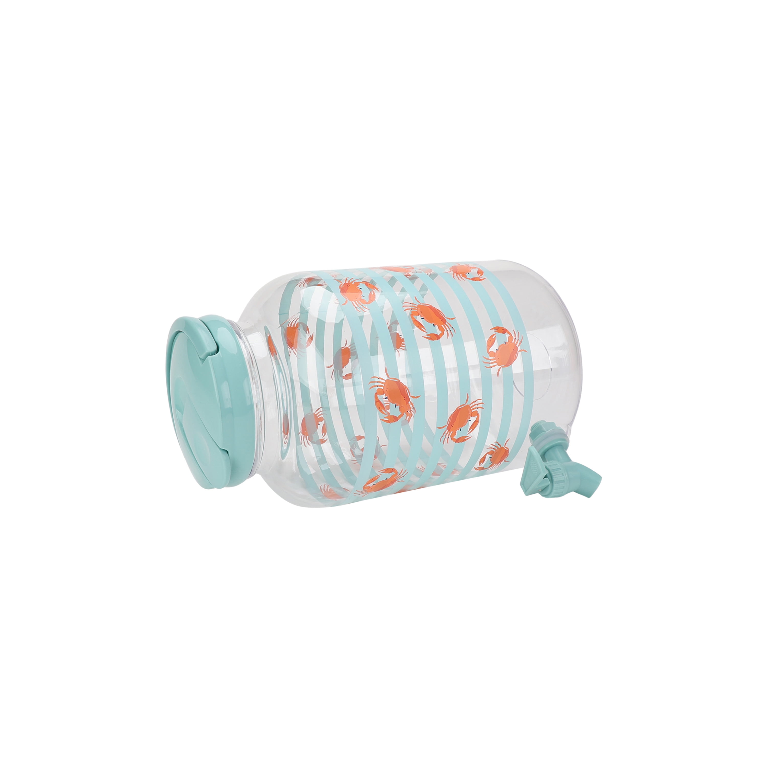 Mainstays Acrylic 1.2 Gallon Leak Proof Beverage Dispenser, Crab Pattern