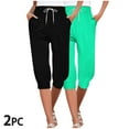 thumbnail image 2 of XuJwPNcy 2 PCS Capri Pants Women Drawstring High Waisted Cinch Bottom Cropped Pants Fashion Joggers, 2 of 7