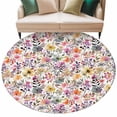 thumbnail image 2 of Spring Botanical 6ft Round Rugs, Watercolor Floral Flowers Country Vintage Washable Non-Slip Area Rugs for Living Room Bedroom Kitchen, Low Pile Dining Room Kicthen Circle Carpet, Indoor Floor Rug, 2 of 9
