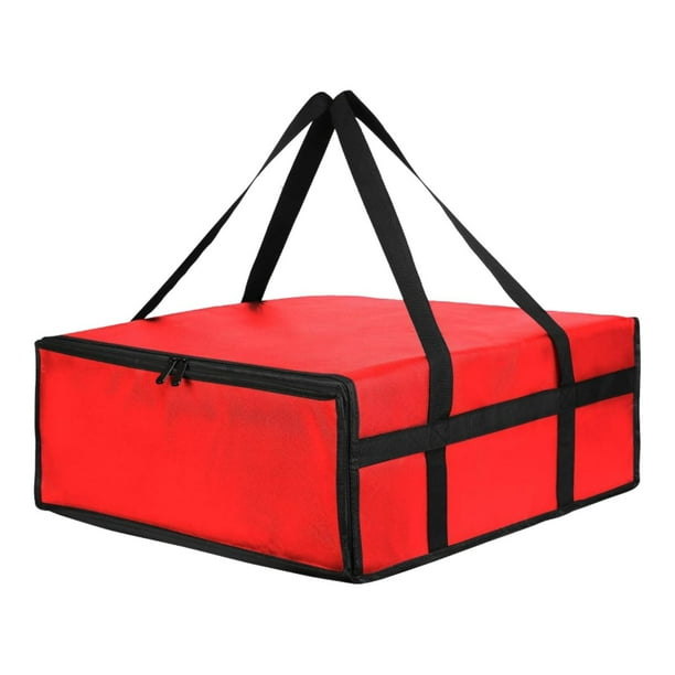 Bolsa aislante para entrega de pizza con asa de transporte reforzada, fácil de mantener fresca. rojo