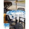 thumbnail image 5 of Outdoor Tablecloth with Umbrella Hole for Patio/Picnic/Party/Camping, Blue Gradient Waterproof Table Cloth Square Cover Washable, Abstract Polka Dots Vintage Modern Art (54"x 54"), 5 of 8