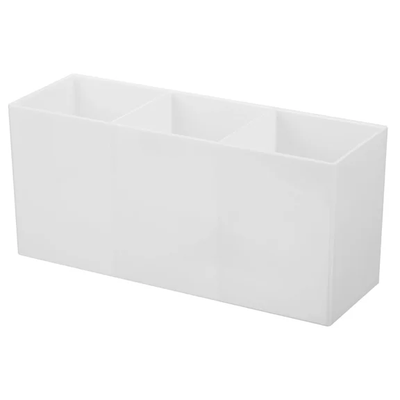 3 Compartments Clear Acrylic Pen Holder Pencil Holder Organizer Cup White