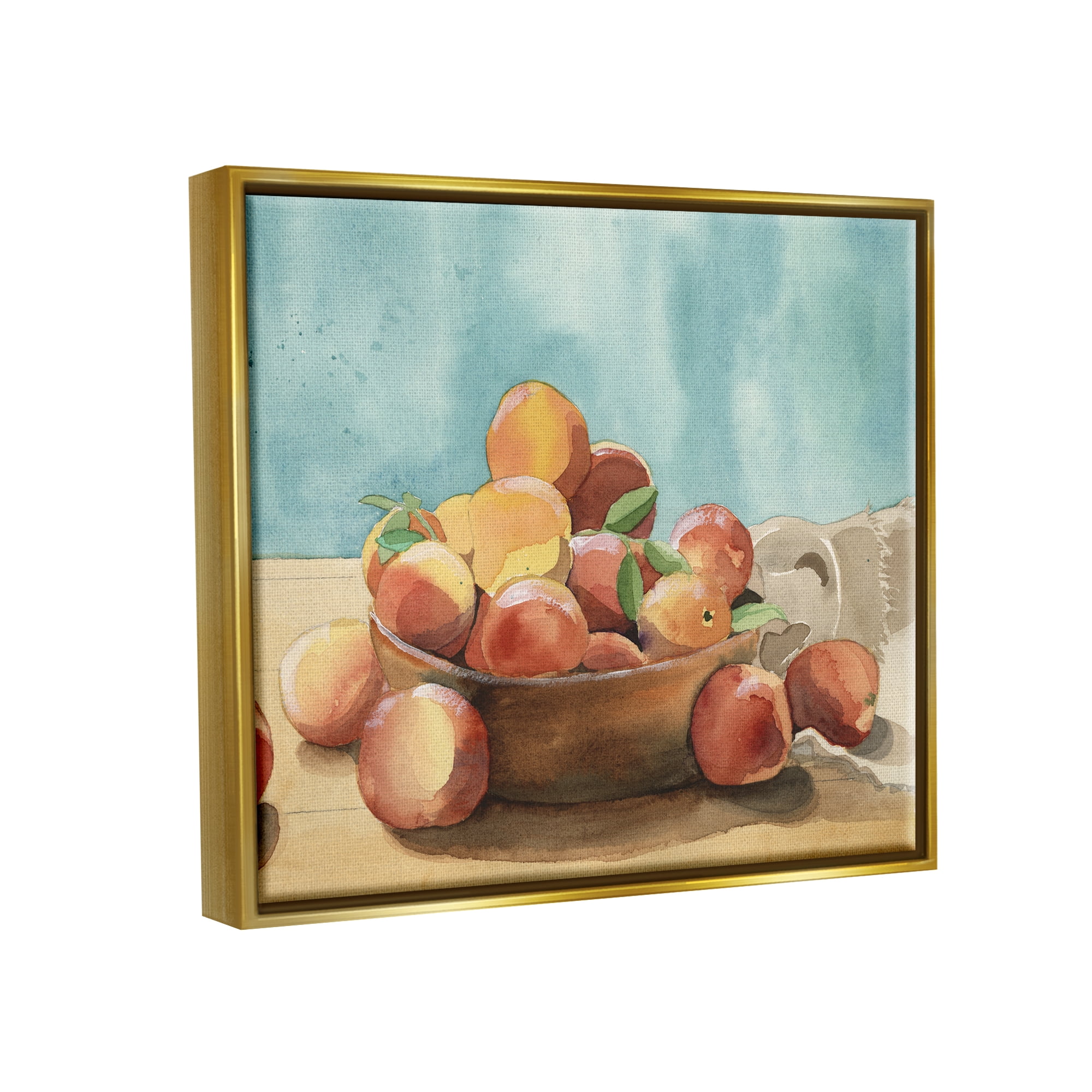 Stupell Industries Kitchen Peaches Still Life Food & Beverage Painting Gold Floater Framed Canvas Art Print Wall Art, 31 x 25